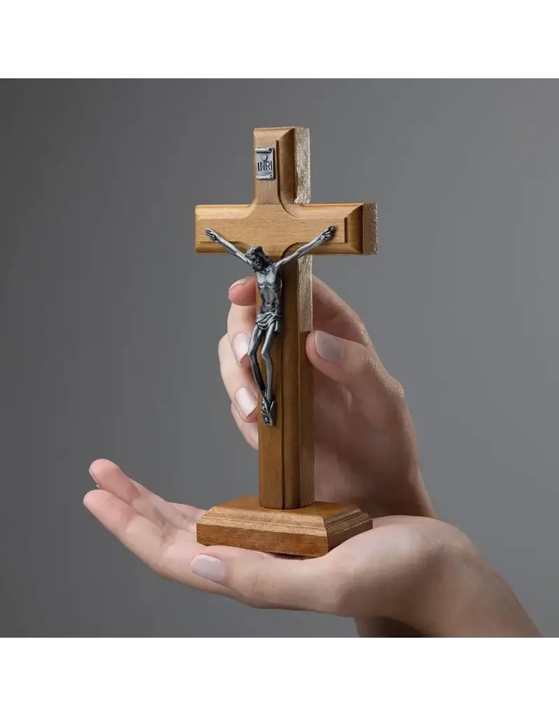 Oremus Mercy Wooden Cross with Stand