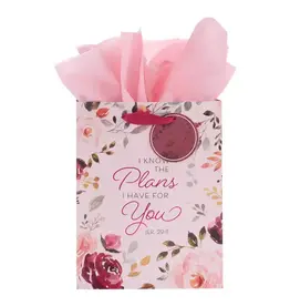 Christian Art Gifts The Plans I Have For You Plum Floral Medium Gift Bag – Jeremiah 29:11