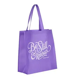 Christian Art Gifts Be Still Lavender Shopping Tote Bag - Psalm 46:10