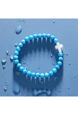 Holy Water Bracelet Holy Water Cross Bracelet in Blue Howlite- Patience