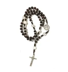 Costa Articoli Religiosi St. Benedict Wood and Rope Rosary mm. 6 Rosewood
