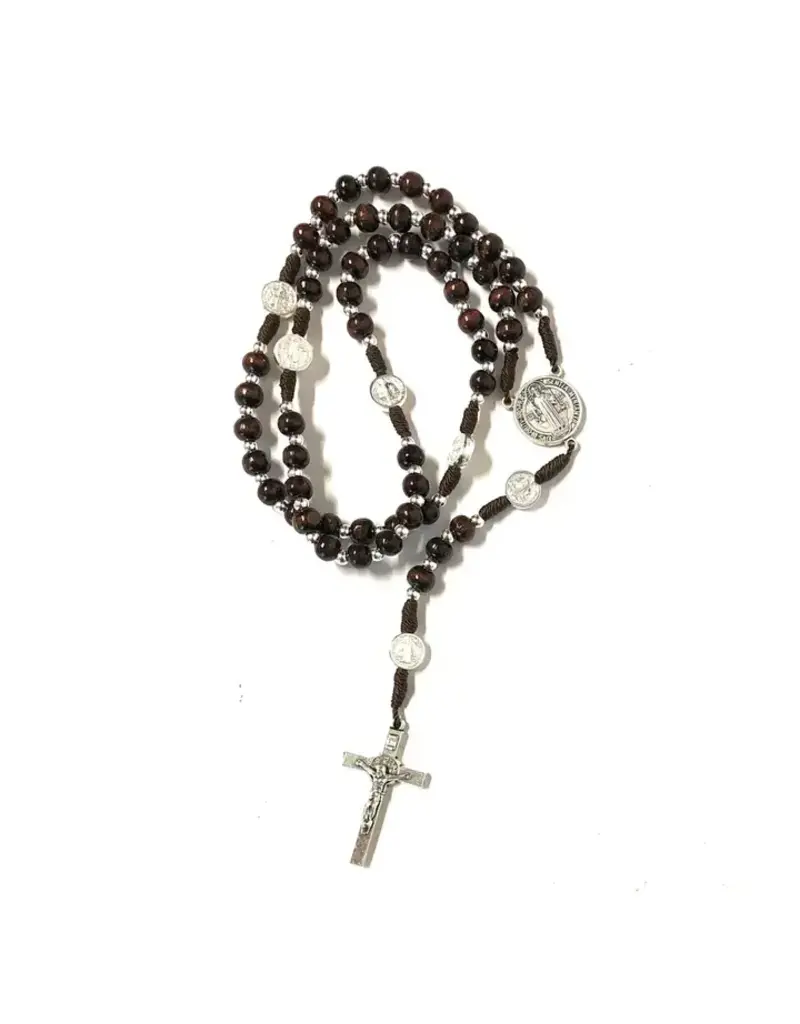 Costa Articoli Religiosi St. Benedict Wood and Rope Rosary mm. 6 Rosewood