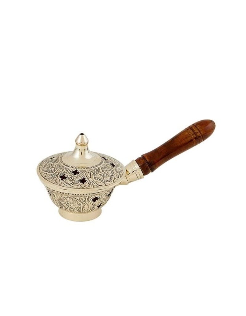 Christian Brands Ornate Incense Burner with Wood Handle Style 2