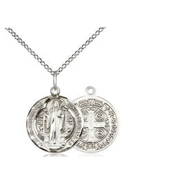 Bliss Manufacturing Sterling Silver 5/8 x 5/8 St. Benedict Medal on 18" Chain