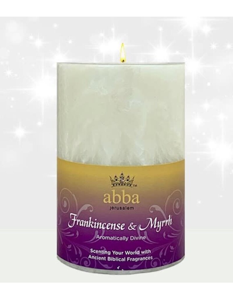 Abba Candle-Frankincense & Myrrh-White 3x4