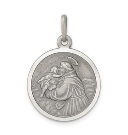 Sterling Silver Antiqued St Anthony Medal
