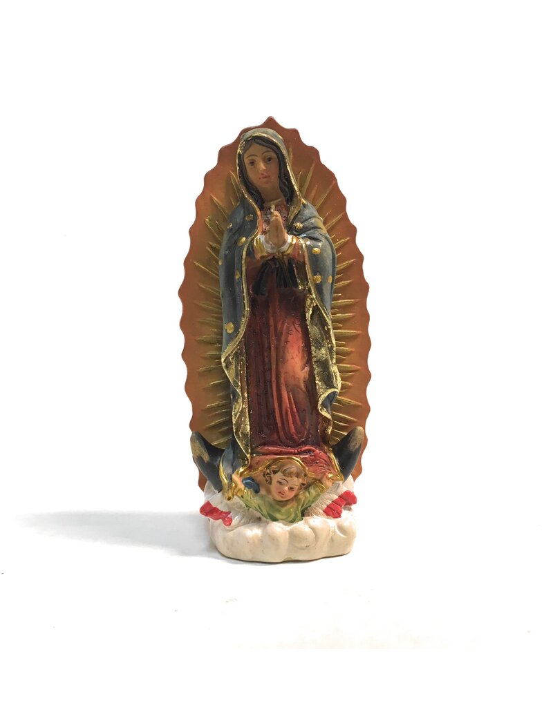 WJ Hirten 4" Statue with Prayer Card Our Lady of Guadalupe