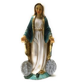 WJ Hirten 4" Statue with Prayer Card Our Lady of the Miraculous Medal
