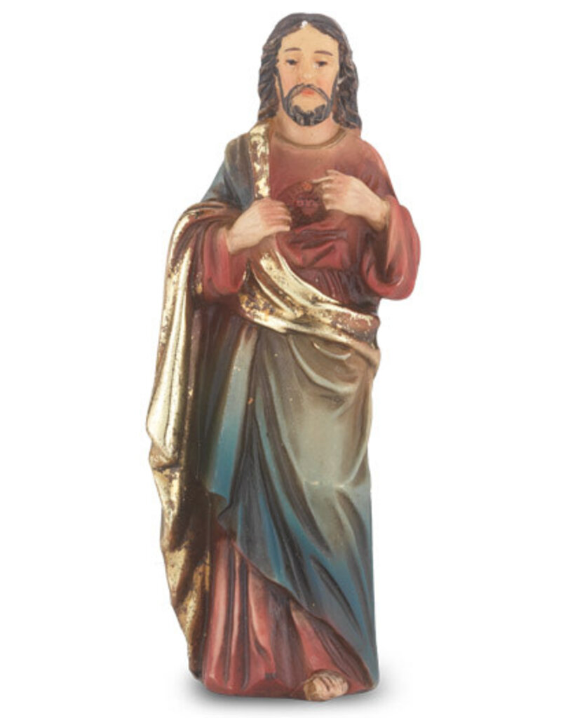 WJ Hirten 4" Statue with Prayer Card Sacred Heart of Jesus