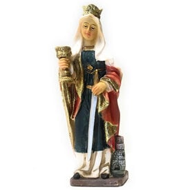 WJ Hirten 4" Statue with Prayer Card St. Barbara