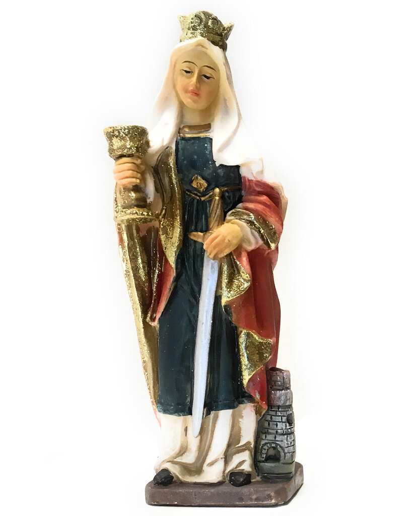 WJ Hirten 4" Statue with Prayer Card St. Barbara