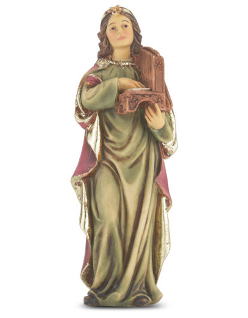 WJ Hirten 4" Statue with Prayer Card St. Cecilia