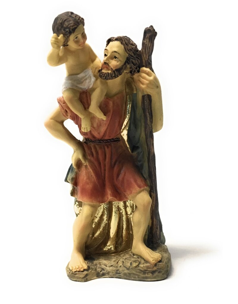 WJ Hirten 4" Statue with Prayer Card St. Christopher