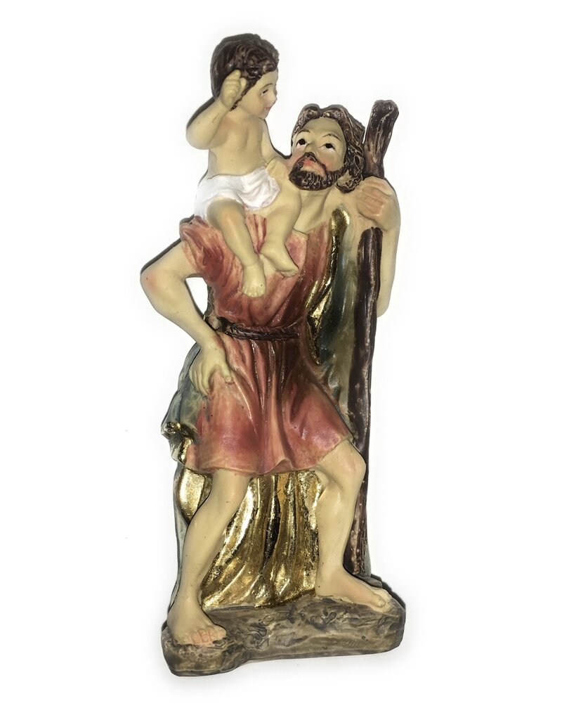 WJ Hirten 4" Statue with Prayer Card St. Christopher