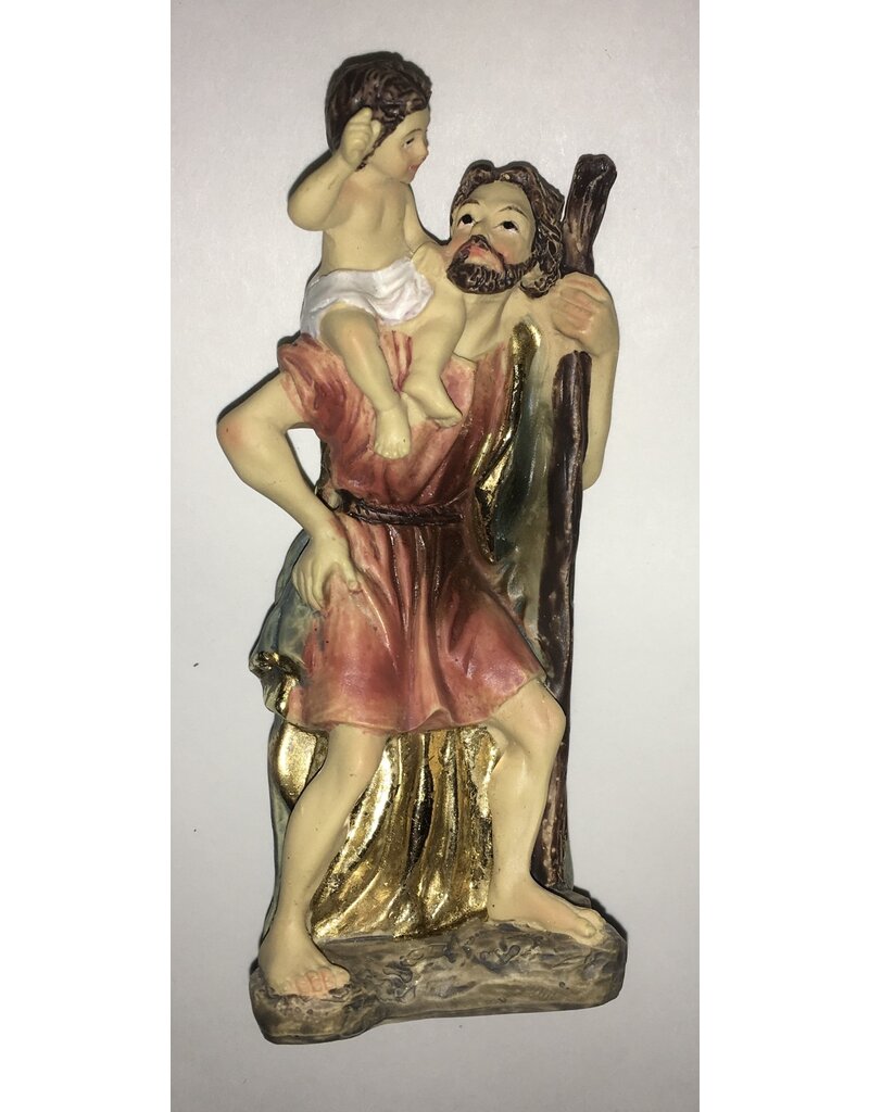 WJ Hirten 4" Statue with Prayer Card St. Christopher