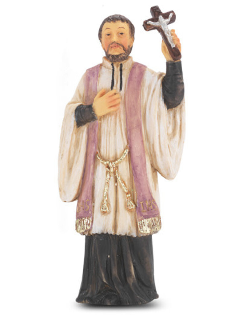 WJ Hirten 4" Statue with Prayer Card St. Francis Xavier
