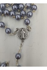 Blue Pearlescent Rosary with St. Benedict Center