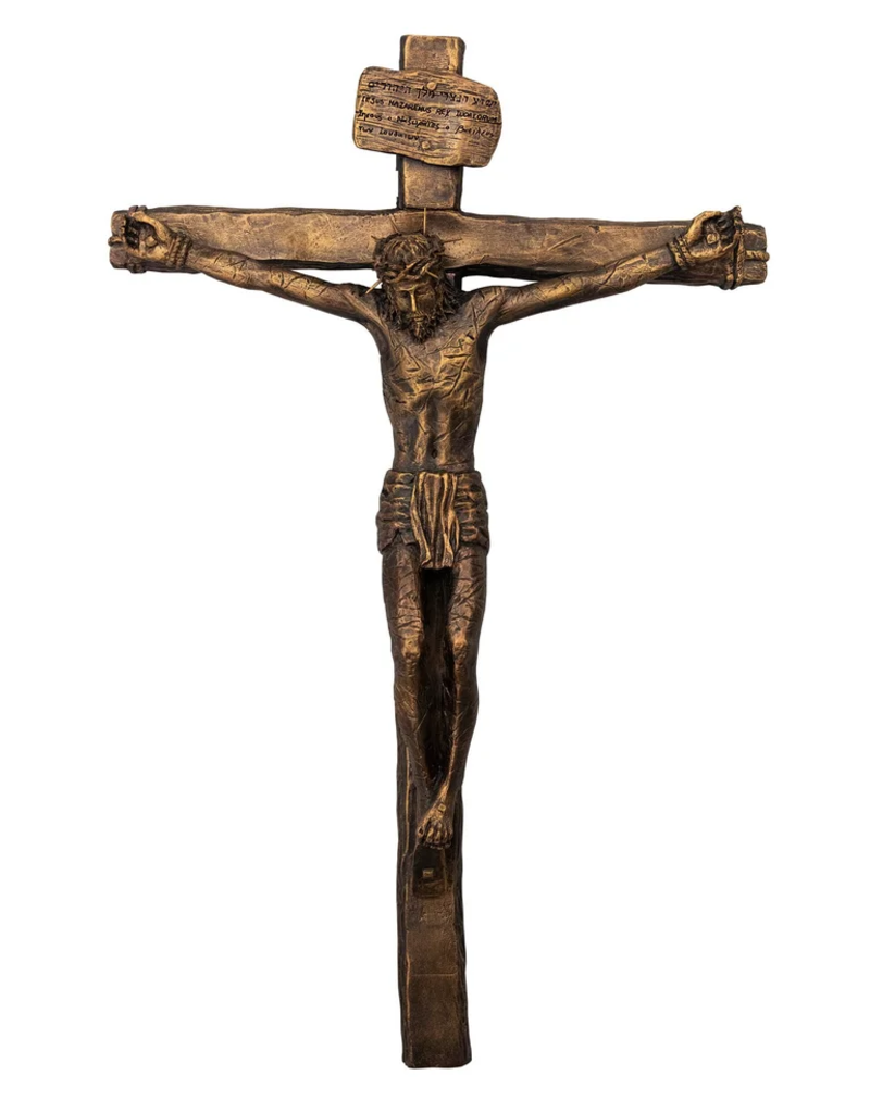 Realistic Crucifix - Antique Bronze 15"