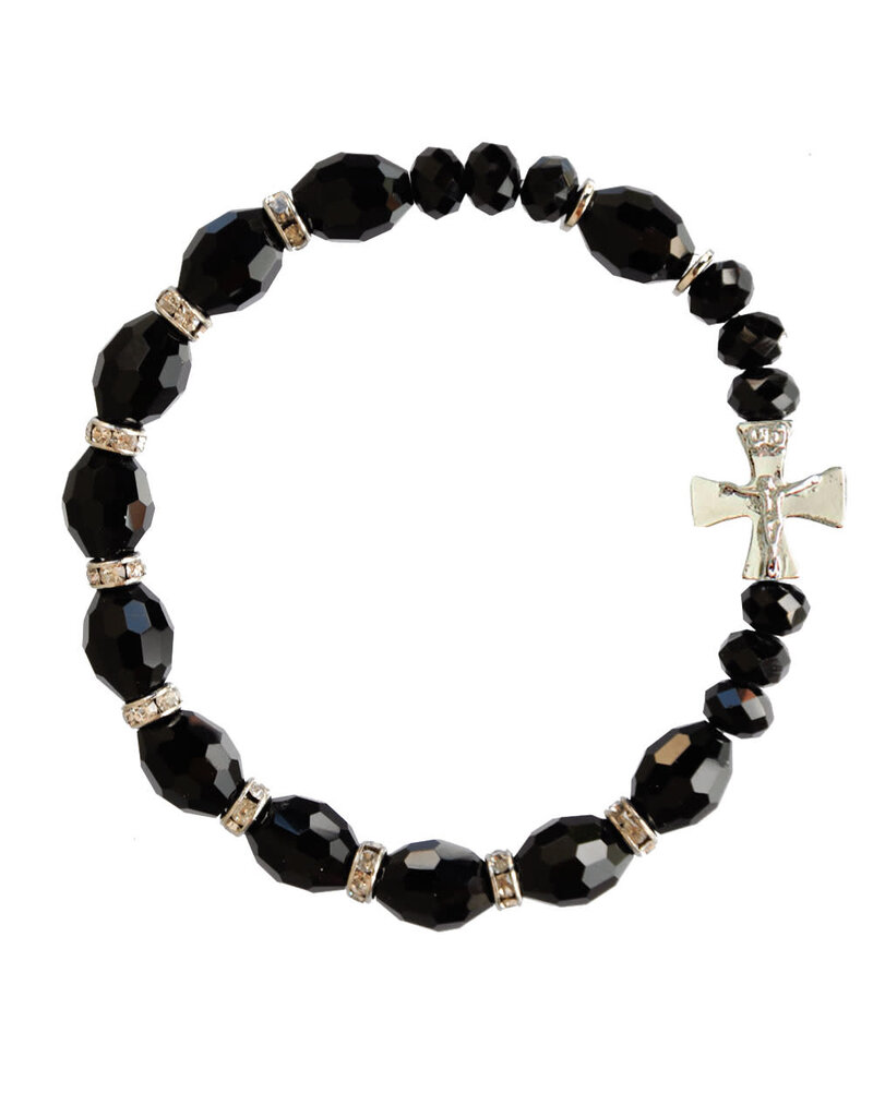 Sine Cera Black Crystal Rosary Bracelet10mm