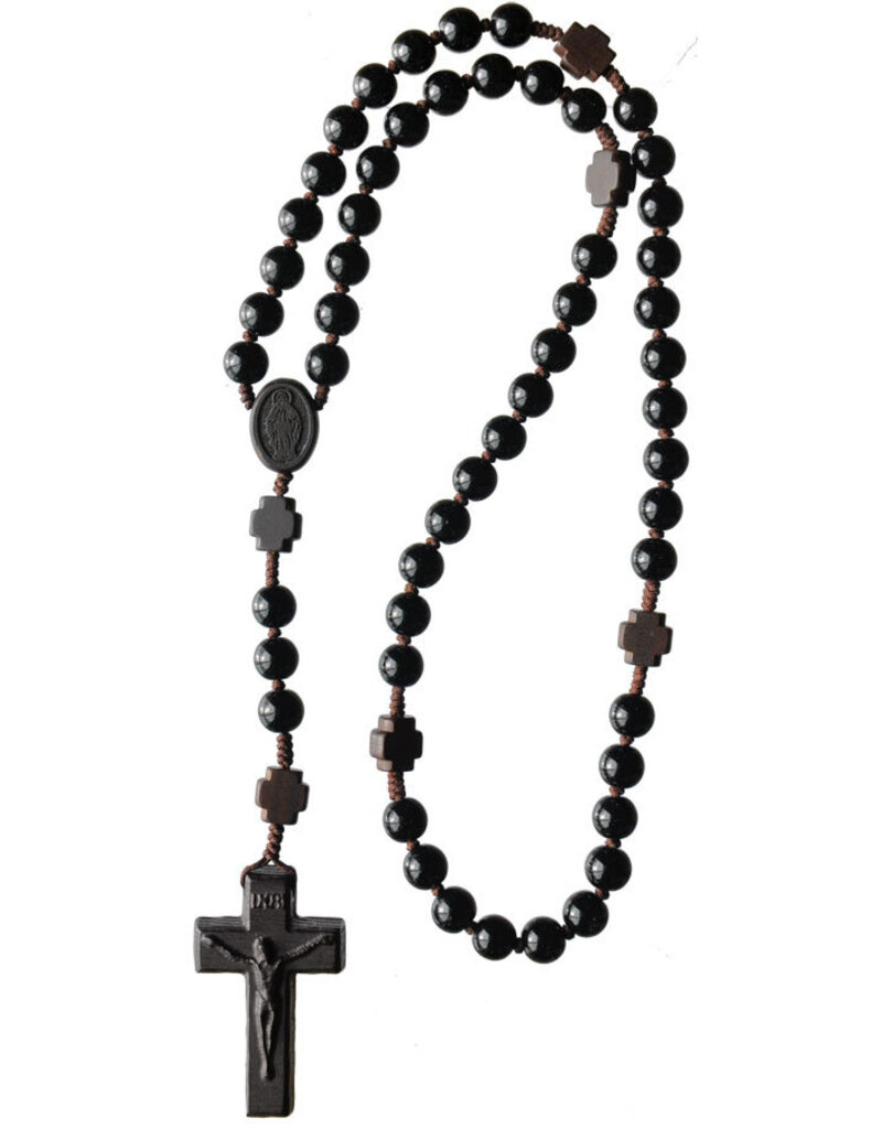 Sine Cera Black Onyx - Jujube Wood 8mm Rosary