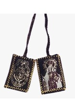 Oremus Mercy Brown Scapular - Lady of Mt. Carmel with Gold Accents