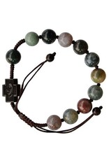 Sine Cera 10mm Adjustable Multicolor Onyx and Jujube Wood Rosary Bracelet