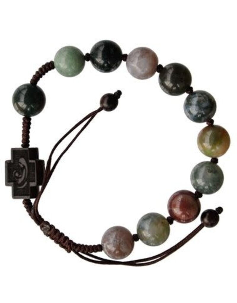 Sine Cera 10mm Adjustable Multicolor Onyx and Jujube Wood Rosary Bracelet