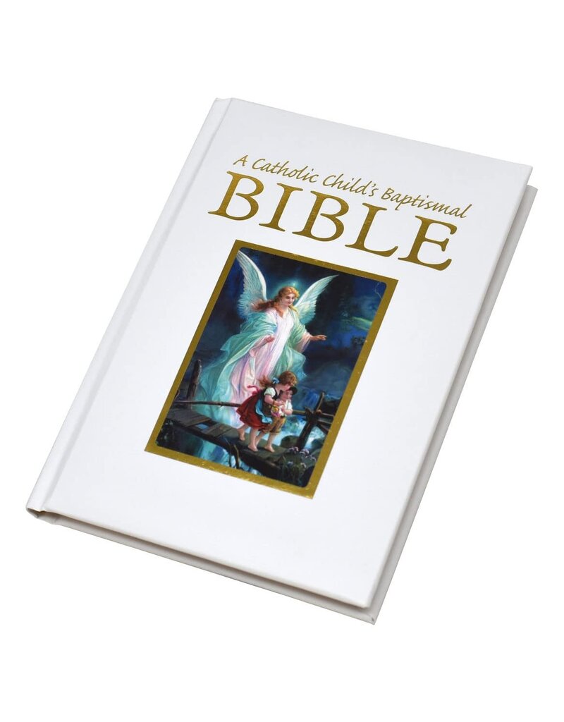 Regina Press Catholic Child's Baptismal Bible (Guardian Angel) - White Hardcover