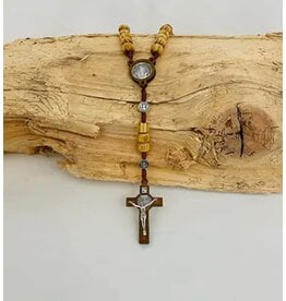 Oremus Mercy St. Benedict Wooden Rosary in Tin