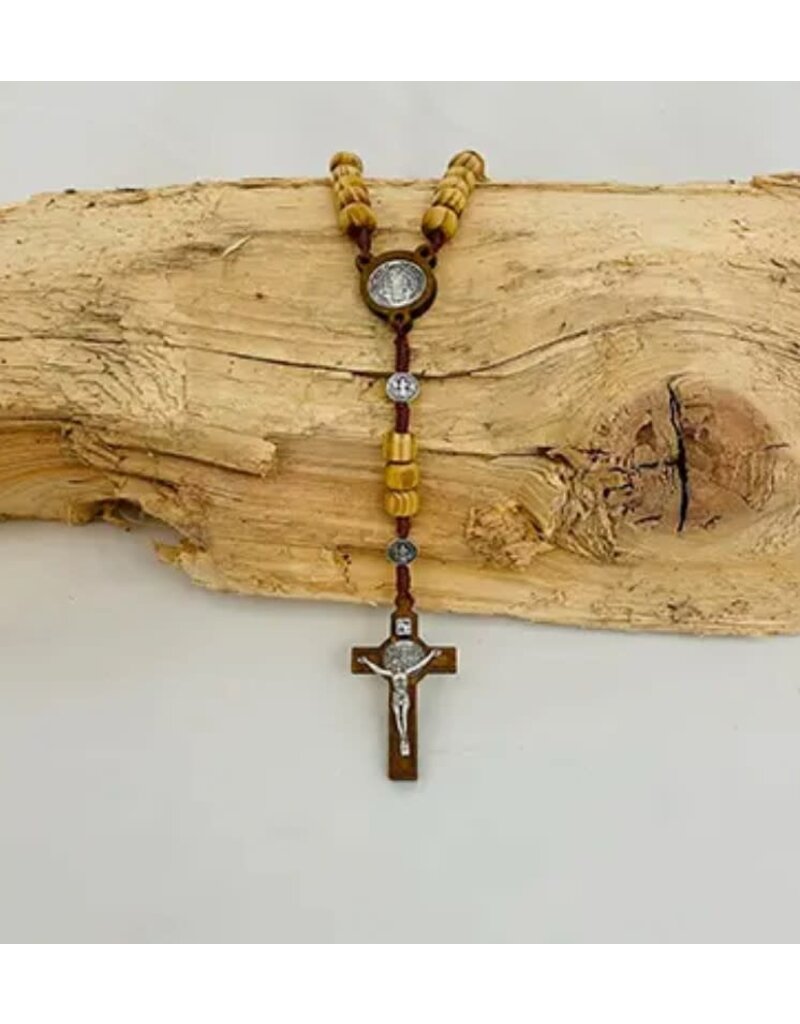 Oremus Mercy St. Benedict Wooden Rosary in Tin