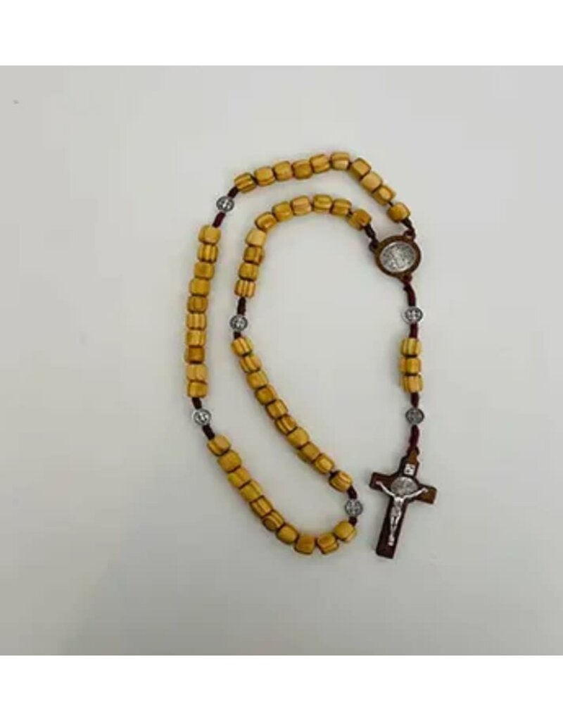 Oremus Mercy St. Benedict Wooden Rosary in Tin