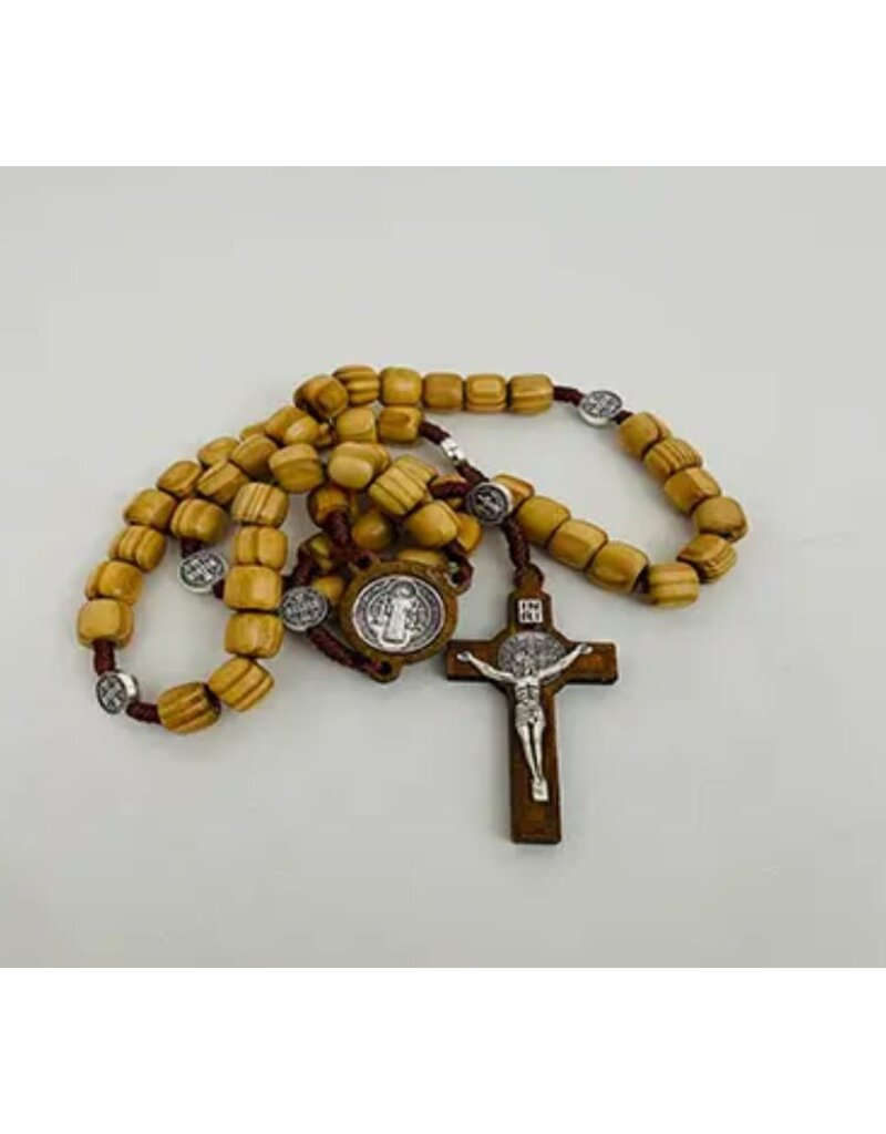 Oremus Mercy St. Benedict Wooden Rosary in Tin