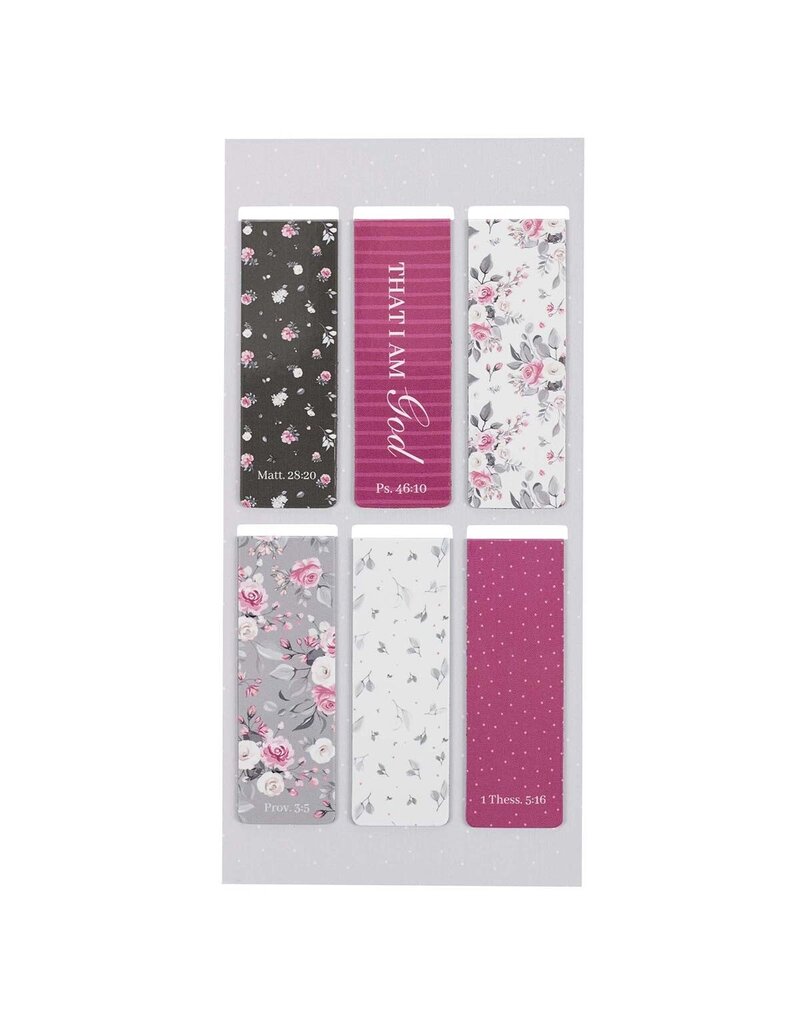 Christian Art Gifts Magnetic Pagemarker Set - Pink Roses (Set of 6)