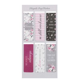 Christian Art Gifts Magnetic Pagemarker Set - Pink Roses (Set of 6)
