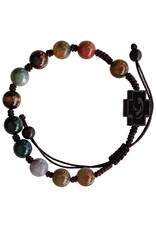 Sine Cera 10mm Adjustable Multicolor Onyx and Jujube Wood Rosary Bracelet
