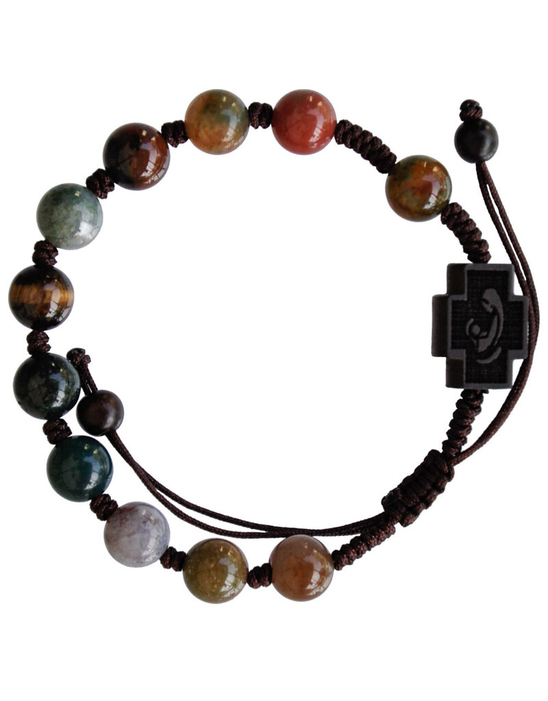 Sine Cera 10mm Adjustable Multicolor Onyx and Jujube Wood Rosary Bracelet