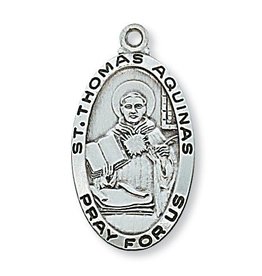 McVan Sterling Silver St. Thomas Aquinas Medal-Pendant With 24" Chain Necklace
