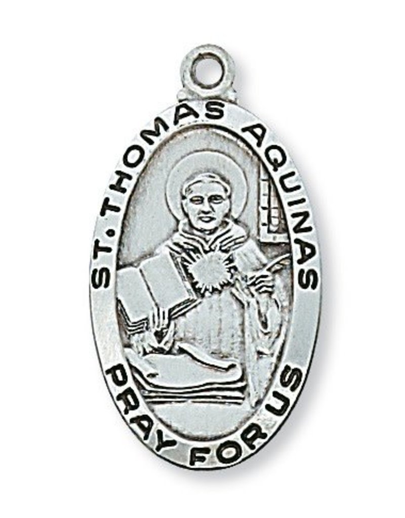 McVan Sterling Silver St. Thomas Aquinas Medal-Pendant With 24" Chain Necklace