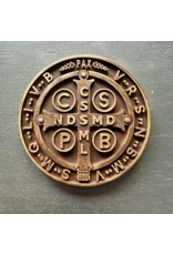 Be Still Prayer Space 3D Printed St. Benedict Medal Wall Plaque 3.5" | "Wood"