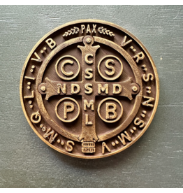 Be Still Prayer Space 3D Printed St. Benedict Medal Wall Plaque 3.5" | "Wood"