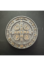 Be Still Prayer Space 3D Printed St. Benedict Medal Wall Plaque 3.5" | Hammered Steel