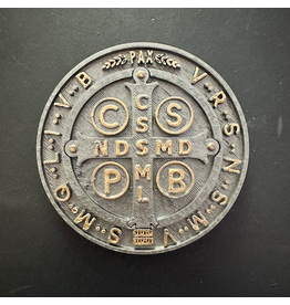 Be Still Prayer Space 3D Printed Hammered Steel St. Benedict Medal