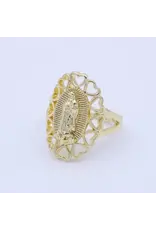 Aim Eternal 14K Gold Filled Virgin Mother Mary Religious Heart Adjustable Ring