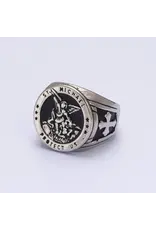 Stainless Steel St. Michael Protection Signet Ring Size 9