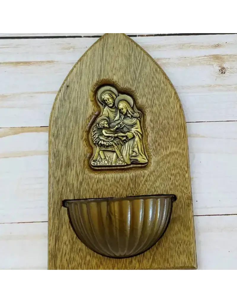 Oremus Mercy Holy Family Water Font Wood