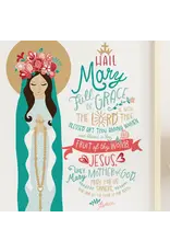 Be Still Prayer Space 11" x 14" White Frame Our Lady of the Rosary with Hail Mary Prayer