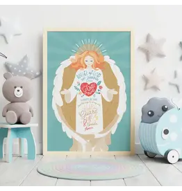 Be Still Prayer Space 11" x 14" White Frame Guardian Angel, Green
