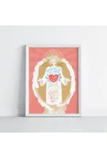 Be Still Prayer Space 11" x 14" White Frame Guardian Angel, Pink