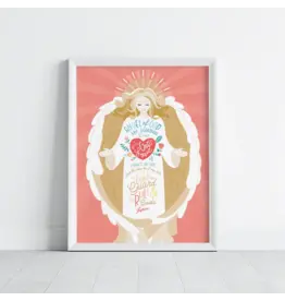 Be Still Prayer Space 11" x 14" White Frame Guardian Angel, Pink
