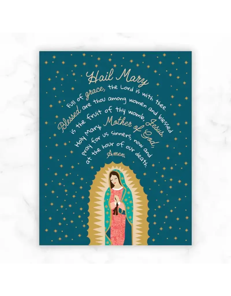 Be Still Prayer Space 11" x 14" White Frame Our Lady of Guadalupe with Hail Mary Prayer